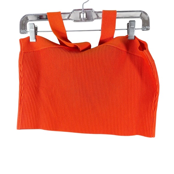 The Drop Halter Knit Top Womens Large Orange Ribbed Stretch Tank Sweater New‎ - Picture 4 of 7